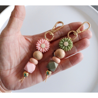 Sleutelhanger met kralen | roze